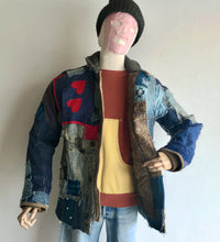 Load image into Gallery viewer, Custom Indigo Patchwork WWII N1 Deck Jacket Hiding Man Tribute Hand Sewn 1-of-1 Medium
