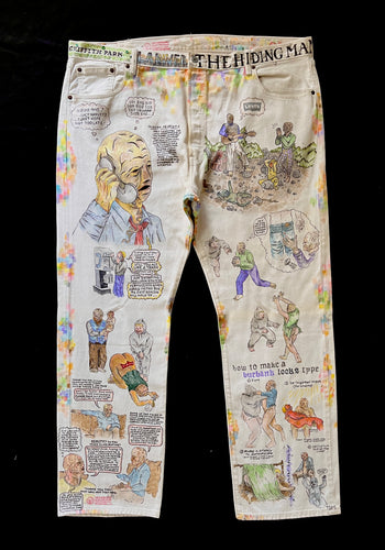 Griffith Park Hiding Man Original Artwork on Vintage Levi's (46