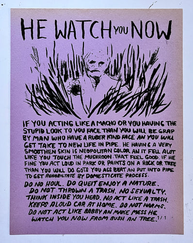 HE WATCH YOU NOW Poster - Limited Edition ( #d /1) Signed Art Print on Vintage Paper