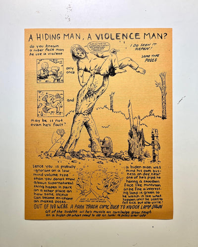 A HIDING MAN, A VIOLENCE MAN Art Print on Canvas Texture Vintage Paper 8.5” x 11”
