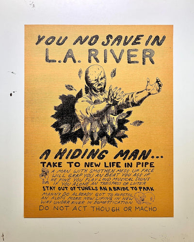 YOU NO SAVE IN L.A. RIVER Art Print on Canvas Texture Vintage Paper 8.5” x 11”