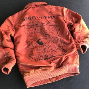 Vintage Griffith Park Map Bomber Jacket Sun-Faded Orange