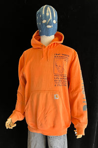 Vtg I Got Taked to New Life In Pipe Hoodie Thrashed Orange Carhartt Sweatshirt 23x29 Large