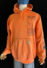 Load image into Gallery viewer, Vtg I Got Taked to New Life In Pipe Hoodie Thrashed Orange Carhartt Sweatshirt 23x29 Large