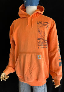 Vtg I Got Taked to New Life In Pipe Hoodie Thrashed Orange Carhartt Sweatshirt 23x29 Large