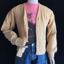 Load image into Gallery viewer, Vintage You No Save in L.A. River Hiding Man 50s Golf Cardigan Sweater 21x23 Small Med