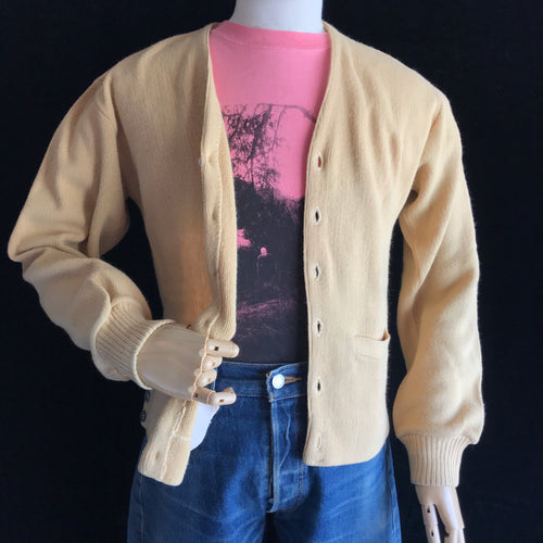 Vintage You No Save in L.A. River Hiding Man 50s Golf Cardigan Sweater 21x23 Small Med