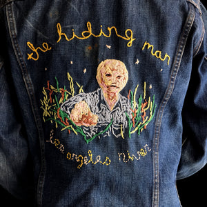 Vintage Levi's The Hiding Man Hand Embroidered Early 1970s 1/1 Trucker Jacket 20x28 Medium