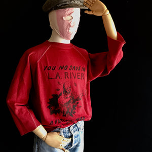 Vintage 70s You No Save in L.A. River Sun Faded Raglan Sweatshirt 23x23 Small Medium