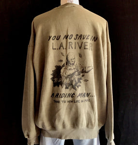 Vintage 80s You No Save In L.A. River USMC Crewneck Sweatshirt 27x27 X-Large XL