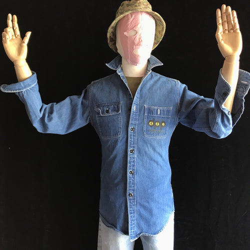 Vintage Griffith Park Department of Parks & Pipes Denim Button Up Shirt 18x29 X-Small XS