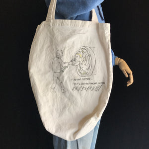 Vintage Canvas Tote 'Life of Domestication in Pipe' Hand Illustrated Bag 1/1 (Carry You Alcohols)