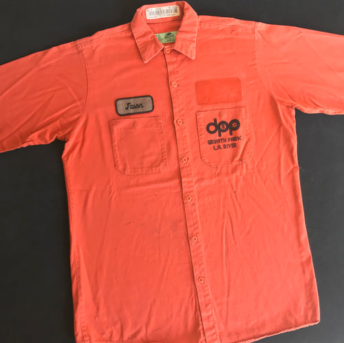 Vintage DPP Griffith Park Hiding Man Work Shirt (Orange) 22x30 Medium