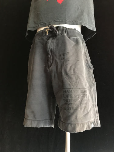 Distressed I Got Taked To New Life In Pipe Sun Faded Black Shorts 34 Waist Adjustable