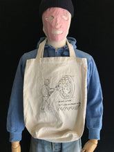 Load image into Gallery viewer, Vintage Canvas Tote &#39;Life of Domestication in Pipe&#39; Hand Illustrated Bag 1/1 (Carry You Alcohols)