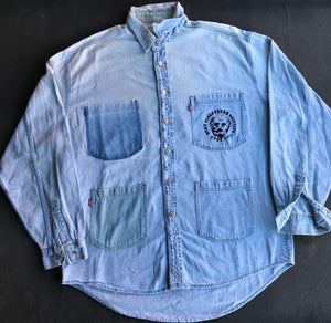 Vintage I Go To Burbank / Beware In Burbank X LEVI'S Custom 90s Chore Shirt Jacket 25x31 X-Large