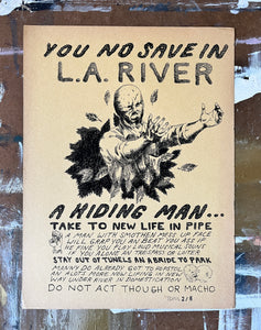 You No Save In L.A. River Poster - Limited Edition ( #d /6 ) Signed Art Print on Vintage Paper