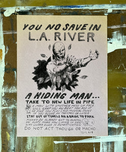 You No Save In L.A. River Poster - Limited Edition ( #d /6 ) Signed Art Print on Vintage Paper