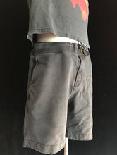 Load image into Gallery viewer, Distressed I Got Taked To New Life In Pipe Sun Faded Black Shorts 34 Waist Adjustable