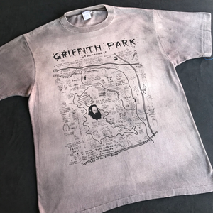 Vintage Griffith Park Map Sun-Faded Smoky Black T-Shirt 21x28 Medium